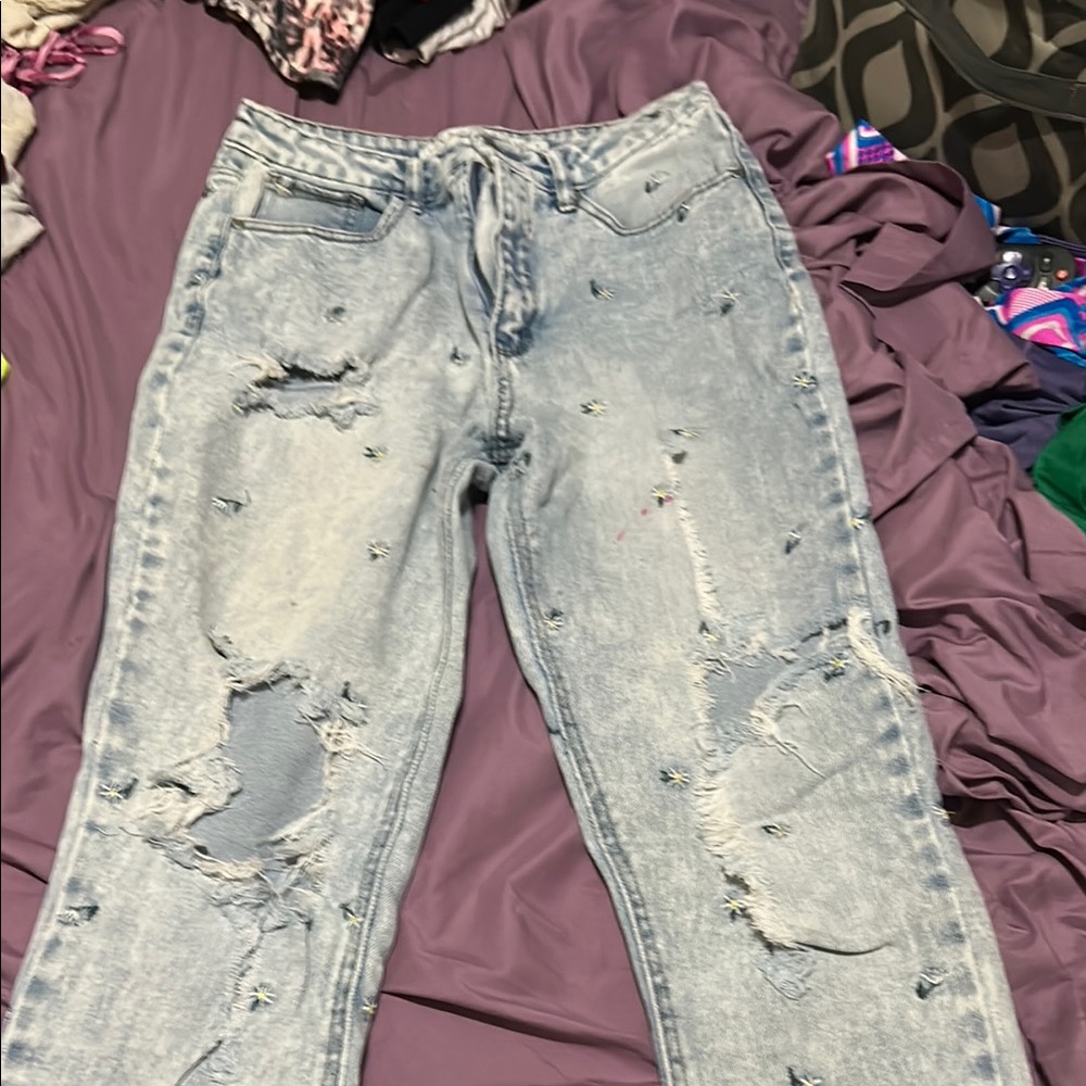 Tinseltown Blue Boyfriend Jeans Distressed Style